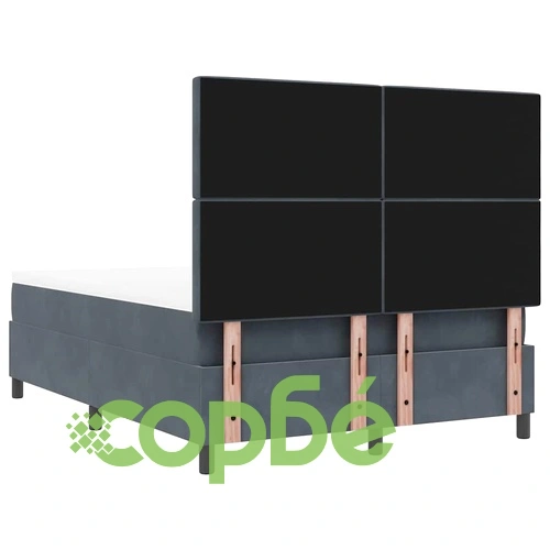 Легло с пружинирана основа и матрак Тъмносив 140x200 см Кадифе с LED осветление ➤ топ цена ➤ sorbe.bg