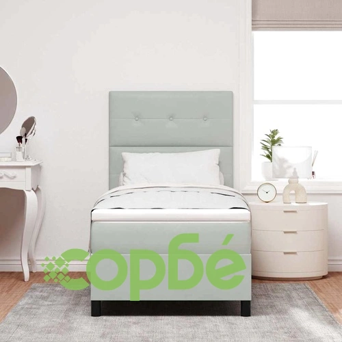 Легло с LED осветление и матрак светлосиво 80x200 см кадифе ➤ топ цена ➤ sorbe.bg