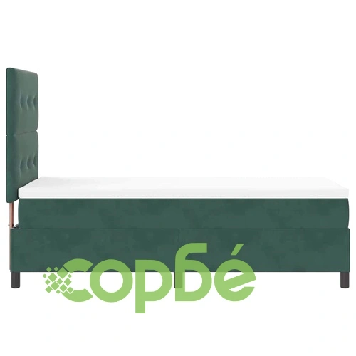 Легло с пружинирана основа и LED осветление 80 x 200 cm Тъмнозелено Кадифе ➤ топ цена ➤ sorbe.bg