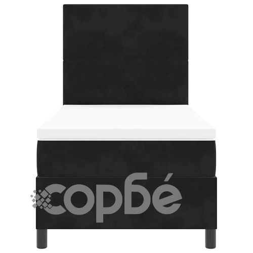 Легло с пружинирана основа и матрак с LED осветление Черно 90x190 см Кадифе ➤ топ цена ➤ sorbe.bg