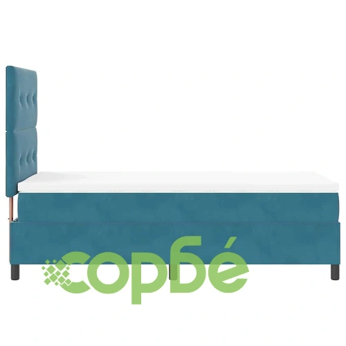 Легло с пружинирана основа и матрак тъмносиньо 90x190 см кадифе с LED осветление ➤ топ цена ➤ sorbe.bg
