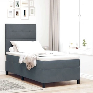 Легло с пружинирана основа и LED осветление Тъмен сив 100x200 см Кадифе