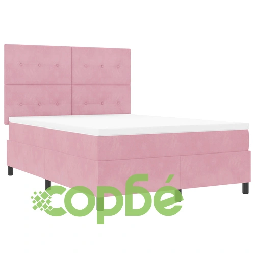 Луксозно легло с матрак от велур 140x190 см с LED осветление в розов цвят ➤ топ цена ➤ sorbe.bg