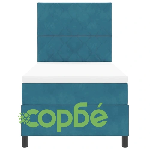 Легло с пружинирана основа и матрак тъмносиньо 90x190 см кадифе с LED осветление ➤ топ цена ➤ sorbe.bg