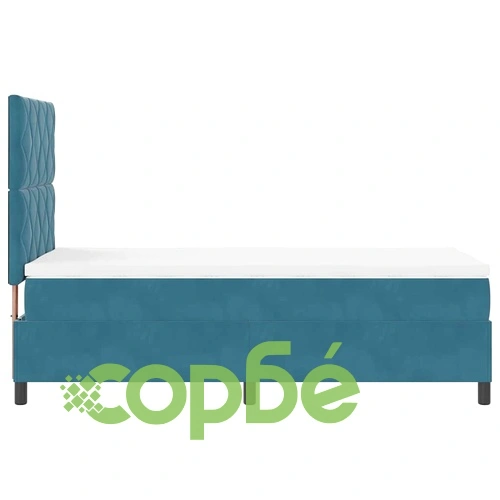 Легло с пружинирана основа и матрак тъмносиньо 90x190 см кадифе с LED осветление ➤ топ цена ➤ sorbe.bg