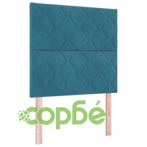 Легло с пружинирана основа и матрак тъмносиньо 90x190 см кадифе с LED осветление ➤ топ цена ➤ sorbe.bg