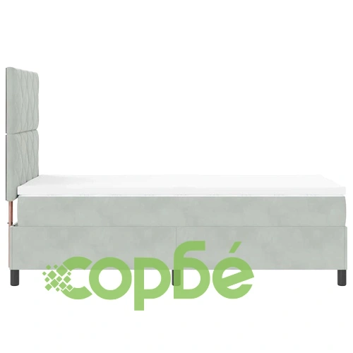 Легло с пружинирана основа и LED осветление светлосиво 100x200 см кадифе ➤ топ цена ➤ sorbe.bg