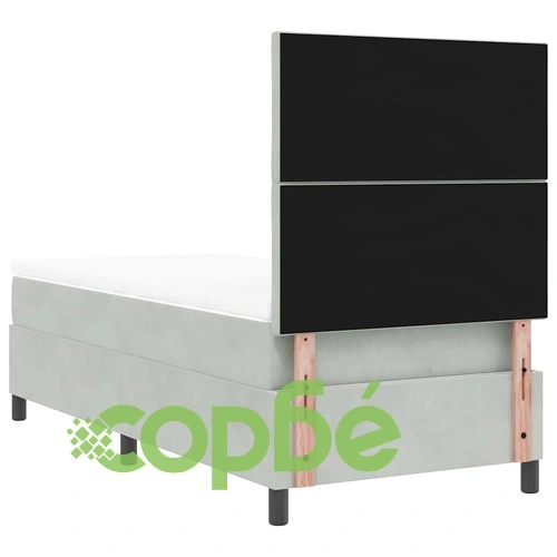 Легло с пружинирана основа и LED осветление светлосиво 100x200 см кадифе ➤ топ цена ➤ sorbe.bg