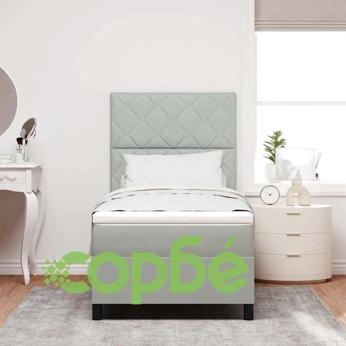 Легло с пружинирана основа и LED осветление светлосиво 100x200 см кадифе ➤ топ цена ➤ sorbe.bg