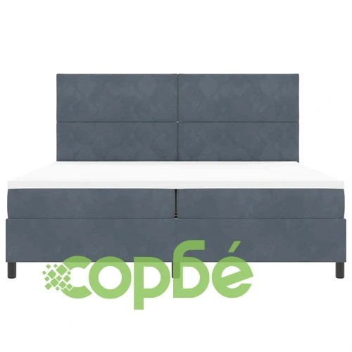 Легло с пружинирана основа и матрак тъмносиво 200x200 см кадифе с LED осветление ➤ топ цена ➤ sorbe.bg
