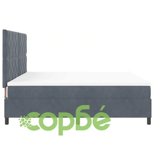 Легло с пружинирана основа и матрак тъмносиво 200x200 см кадифе с LED осветление ➤ топ цена ➤ sorbe.bg