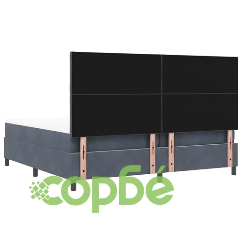 Легло с пружинирана основа и матрак тъмносиво 200x200 см кадифе с LED осветление ➤ топ цена ➤ sorbe.bg