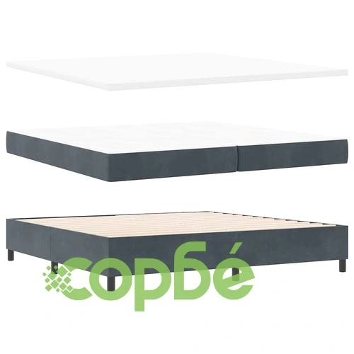 Легло с пружинирана основа и матрак тъмносиво 200x200 см кадифе с LED осветление ➤ топ цена ➤ sorbe.bg