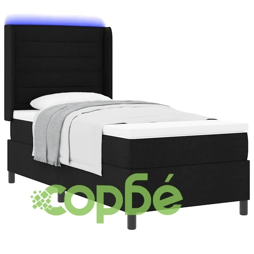 Пружинно легло с матрак и LED осветление - черно 90x190 см текстил ➤ топ цена ➤ sorbe.bg