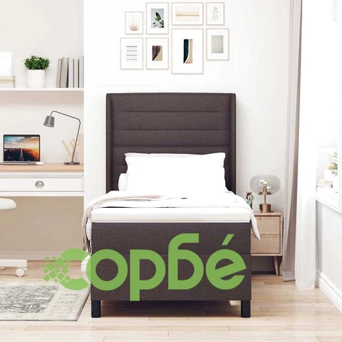 Легло с пружинирана основа и матрак с LED осветление тъмнокафяв 90x190 см текстил ➤ топ цена ➤ sorbe.bg