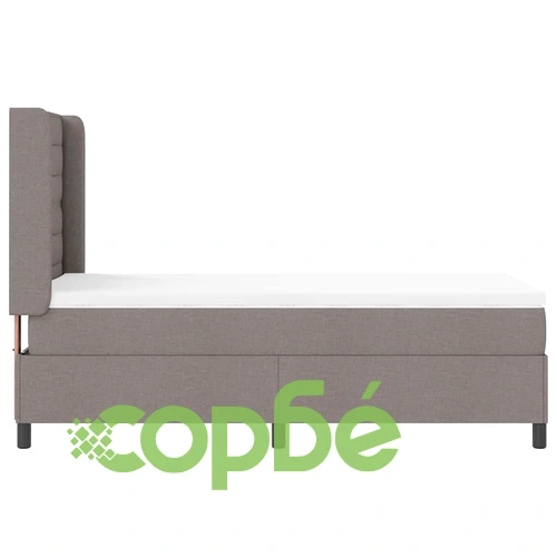 Легло с пружинирана основа и матрак Таупе 90x190 см текстил с LED осветление ➤ топ цена ➤ sorbe.bg