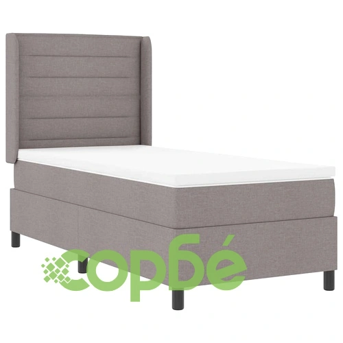 Легло с пружинирана основа и матрак Таупе 90x190 см текстил с LED осветление ➤ топ цена ➤ sorbe.bg