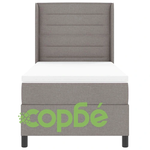 Легло с пружинирана основа и матрак Таупе 90x190 см текстил с LED осветление ➤ топ цена ➤ sorbe.bg