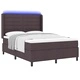 Легло с пружинирана основа и LED осветление тъмнокафяв 140x200 см текстил