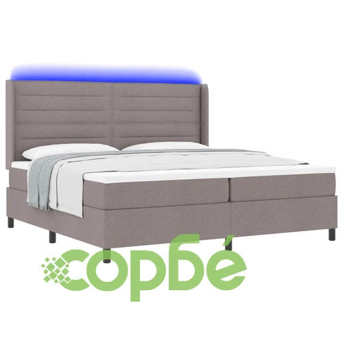 Луксозно легло с матрак и LED осветление 200x200 см, Таупе, Текстил ➤ топ цена ➤ sorbe.bg