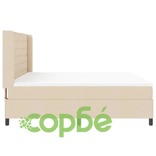 Легло с пружинирана основа и матрак с LED осветление крем 200x200 см текстил ➤ топ цена ➤ sorbe.bg