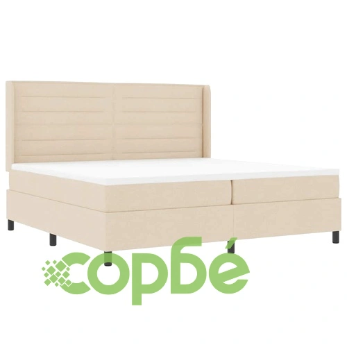 Легло с пружинирана основа и матрак с LED осветление крем 200x200 см текстил ➤ топ цена ➤ sorbe.bg