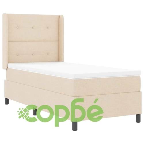 Легло с пружинирана основа и матрак с LED осветление крем 80x200 см текстил ➤ топ цена ➤ sorbe.bg