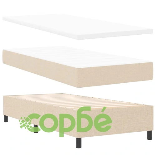 Легло с пружинирана основа и матрак с LED осветление крем 80x200 см текстил ➤ топ цена ➤ sorbe.bg