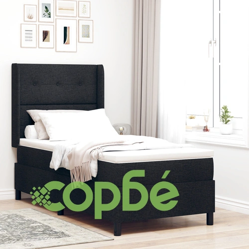 Легло с матрак и LED осветление 90x200 см Черно Текстил ➤ топ цена ➤ sorbe.bg