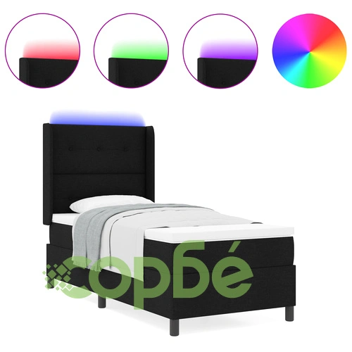 Легло с матрак и LED осветление 90x200 см Черно Текстил ➤ топ цена ➤ sorbe.bg