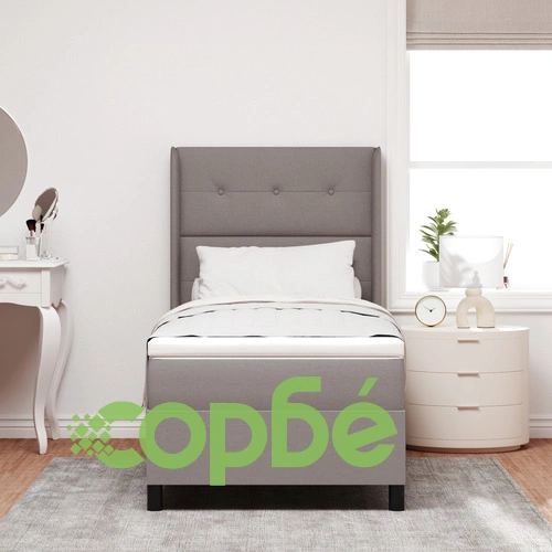 Легло с матрак и LED осветление Таупе 100x200 см от Тъкан Полиестер ➤ топ цена ➤ sorbe.bg