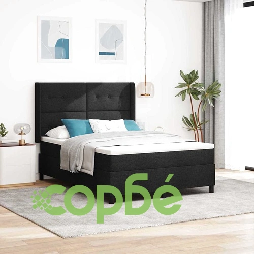 Легло с пружинирана основа и матрак с LED осветление черно 140x190 см текстил ➤ топ цена ➤ sorbe.bg