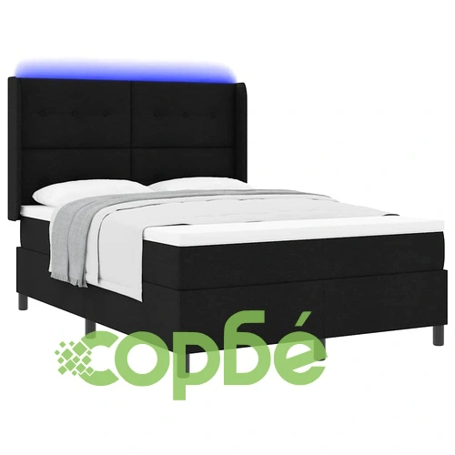 Легло с пружинирана основа и матрак с LED осветление черно 140x190 см текстил ➤ топ цена ➤ sorbe.bg