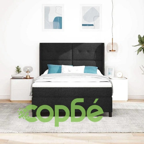 Легло с пружинирана основа и матрак с LED осветление черно 140x190 см текстил ➤ топ цена ➤ sorbe.bg