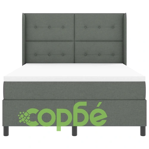 Легло с пружинна основа и матрак с LED осветление тъмносиво 160x200 см текстил ➤ топ цена ➤ sorbe.bg