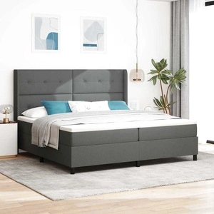 Легло с пружинирана основа и матрак с LED осветление тъмносив 200x200 см текстил