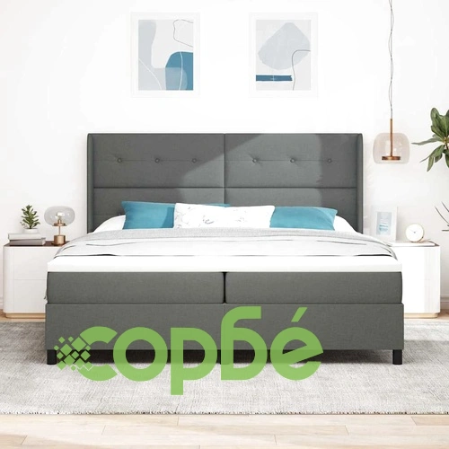 Легло с пружинирана основа и матрак с LED осветление тъмносив 200x200 см текстил ➤ топ цена ➤ sorbe.bg