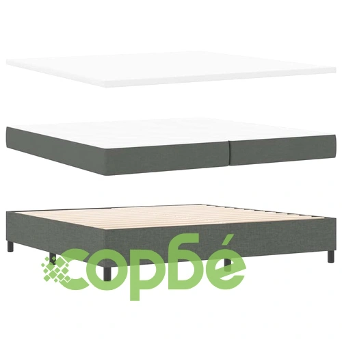 Легло с пружинирана основа и матрак с LED осветление тъмносив 200x200 см текстил ➤ топ цена ➤ sorbe.bg