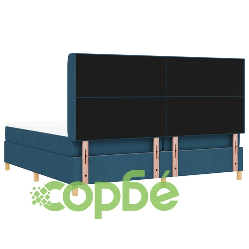 Легло с пружини, матрак и LED осветление 200x200 см, Текстил, Синьо ➤ топ цена ➤ sorbe.bg