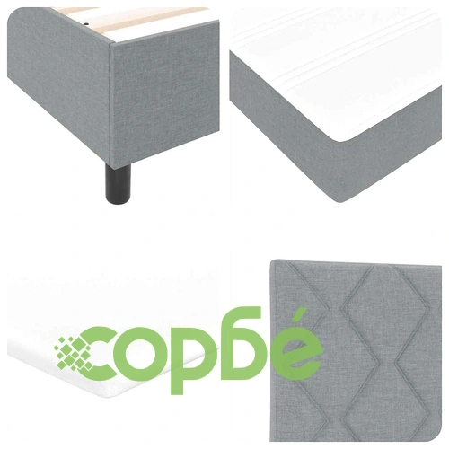 Легло с пружинен матрак и LED осветление светлосиво 90x190 см текстил ➤ топ цена ➤ sorbe.bg