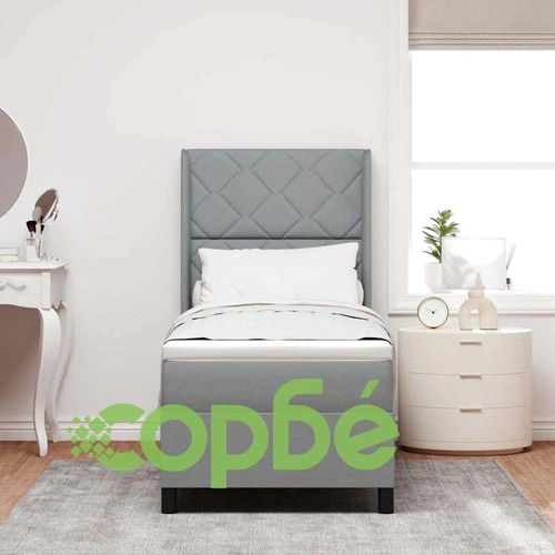 Легло с пружинен матрак и LED осветление светлосиво 90x190 см текстил ➤ топ цена ➤ sorbe.bg