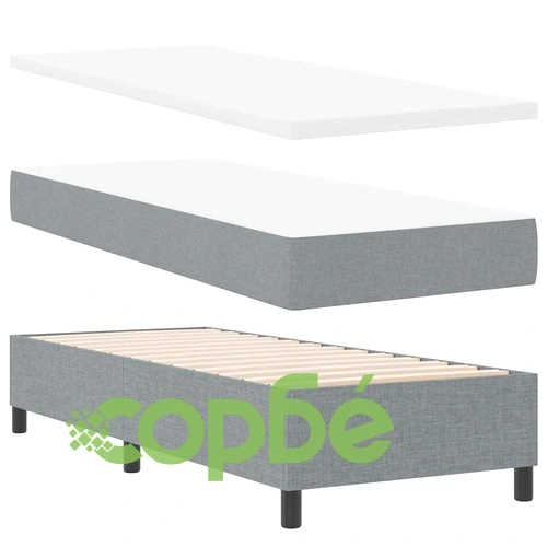 Легло с пружинен матрак и LED осветление светлосиво 90x190 см текстил ➤ топ цена ➤ sorbe.bg