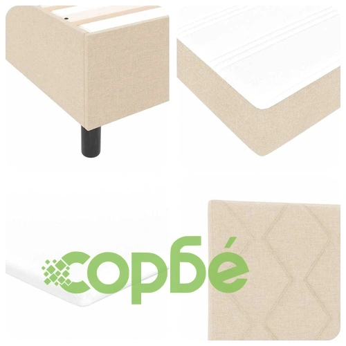 Легло с пружинирана основа и матрак с LED осветление кремав 90x190 см текстил ➤ топ цена ➤ sorbe.bg