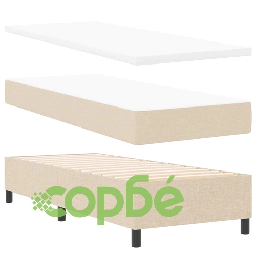 Легло с пружинирана основа и матрак с LED осветление кремав 90x190 см текстил ➤ топ цена ➤ sorbe.bg