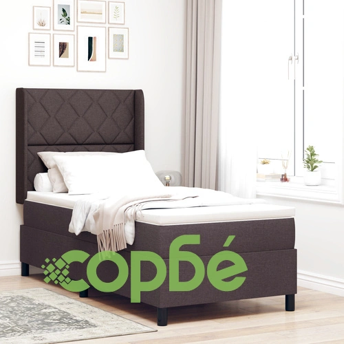 Легло с матрак и LED осветление 100x200 см - тъмнокафяв плат ➤ топ цена ➤ sorbe.bg