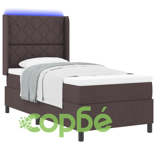 Легло с матрак и LED осветление 100x200 см - тъмнокафяв плат ➤ топ цена ➤ sorbe.bg