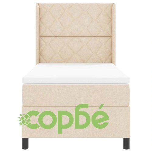 Легло с пружинирана основа и матрак с LED осветление крем 100x200 см текстил ➤ топ цена ➤ sorbe.bg