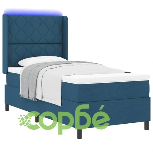 Легло с пружинирана основа и матрак с LED осветление синьо 100x200 см текстил ➤ топ цена ➤ sorbe.bg