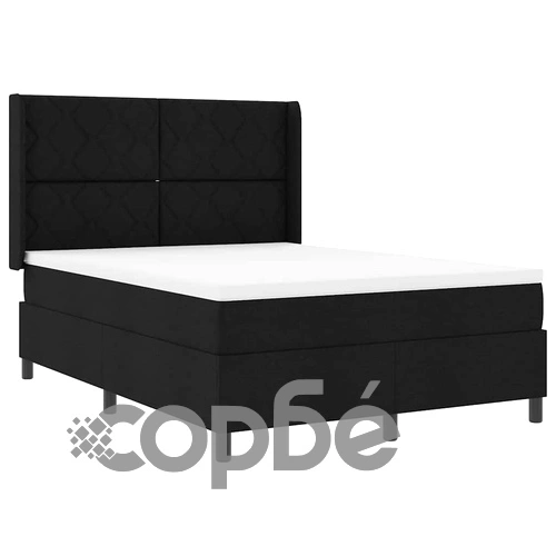 Легло с пружинирана основа, матрак и LED осветление, Черно, 140 x 190 cm, Текстил ➤ топ цена ➤ sorbe.bg