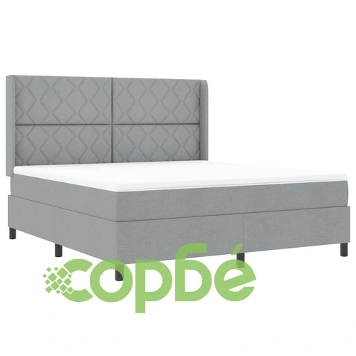 Легло с пружинирана основа и матрак със LED осветление 180x200 см текстил светлосиво ➤ топ цена ➤ sorbe.bg